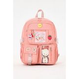 Roxbros Lisanslı Kore Tarzı Kawaii Aksesuarlı Kız Çocuk Ilkokul Çantası + Ayıcıklı Okul Çantası - Sırt Çantası - Pudra - 42X35 CM