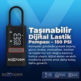 Roxform Car Air Pump – 80W Güçlü Taşınabilir Araç Lastik Şişirme Pompası | 4.000 Mah Batarya, 150 Psı