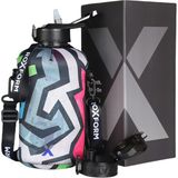 Roxform Suluk Matara 2200 Ml, Premium Pp Malzeme, Sağlıklı Bpa & Bps Içermez, Kılıflı, Çift Kapaklı, Koku Yapmaz, Sızdırmaz ve Dayanıklı, Renkli Grafik Kılıf, Siyah - 0 - Siyah