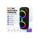 ROXİVA 8 İnç Çift Hoparlör RGB Bluetooth Hoparlör TWS Özellikli Taşınabilir Kablosuz Ses Sistemi USB Destekli Güçlü Bass