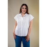 ROXXLEN 1212560 Kolsuz Poplin Gömlek Beyaz, Gömlek Yaka, Dokuma, Kumaş, Düz, Standart, Gündüz/Gece, Büyük Beden, Rahat Kesim