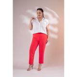 ROXXLEN 122210 Kadın Kaşha Pantolon Pembe, Örme, Düz, Uzun, Casual/Günlük, Büyük Beden, Rahat Kesim