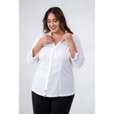 ROXXLEN Büyük Beden 112062 Nakışlı Gömlek, Beyaz, Gömlek Yaka, Uzun Kol, Uzun, Belirtilmemiş, Flamlı Pamuk, Düz, Casual/Günlük, Rahat Kesim