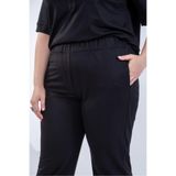 ROXXLEN Kadın Büyük Beden Bel Lastikli Pantolon, Siyah, Örme, Poliviskon, Düz, Casual/Günlük, Rahat Kesim