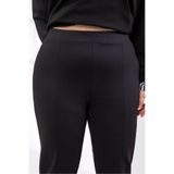 ROXXLEN Kadın Büyük Beden Paça Yırtmaçlı Pantolon, Siyah, Örme, Dalgıç/Scuba, Düz, Standart, Casual/Günlük, Regular, Rahat Kesim