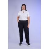 ROXXLEN Kadın Büyük Beden Pantolon Siyah, Dokuma, Dalgıç/Scuba, Baklava, Casual/Günlük, Rahat Kesim