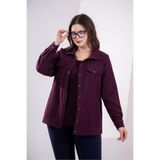 ROXXLEN Kadın Büyük Beden Pötikare Ceket Bordo, Ceket Yaka, Uzun Kol, Uzun, Örme, Kaşe, Ekose/Kareli, Standart, Casual/Günlük, Rahat Kesim