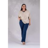 ROXXLEN Kadın Büyük Beden Spain Denim Pantolon Lacivert, Belirtilmemiş, Polikoton, Düz, Casual/Günlük, Rahat Kesim