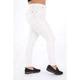 ROXXLEN Kadın Büyük Beden Stockholm Pantolon Beyaz, Denim, Polikoton, Düz, Uzun, Casual/Günlük, Rahat Kesim