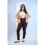 ROXXLEN Kadın Büyük Beden Stockholm Pantolon Koyu Kahve, Denim, Polikoton, Düz, Uzun, Casual/Günlük, Rahat Kesim