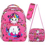 Roxy Lisanslı Unicorn 3'lü Set Ilkokul Çantası, Termal Beslenme Çantası ve Kalem Kutusu Seti - Tek Adet - Pembe