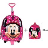 Roxy Mickey Mouse Anaokulu Çanta Seti Çekçekli Çanta - Mini Sırt Çantası - Pembe
