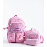Roxy Stitch Kore Kawaii Okul Çantası Seti – Sırt Çantası + Beslenme Çantası + Kalemlik - Tek Adet - Ekru