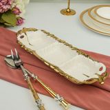 Roy King Albero Gold Dikdörtgen Yaprak Sunum Tabak 39X14CM - Beyaz