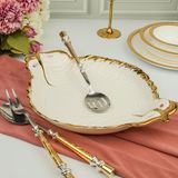 Roy King Albero Gold Yaprak Sunum Tabak 38X28CM - Beyaz