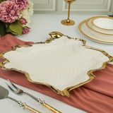 Roy King Albero Gold Yaprak Sunum Tabak 38X35CM - Beyaz