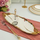Roy King Albero Gold Yaprak Sunum Tabak 45X16CM - Beyaz