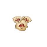 ROY KING Porselen 3 lü Çerezlik Sosluk Kulplu Servis Tabağı Krem Gold Gül Desen Rose 28 x 9 cm