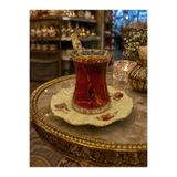 ROY KING Rose 12 Parça Çay Bardak Seti Krem Gold Vintage Gül Desen