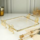 Roy King ROYKİNG 25×25 cm Kare Gold Kenarlı Ayaklı Cam Servis & Sunum Tabağı – Şık ve Dekoratif