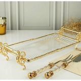 Roy King ROYKİNG 32×15 cm Gold Ayaklı Cam Sunumluk – Dekoratif Servis Tepsisi