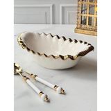 Roy King Sofıa Gold Oval Sunum Kase 38X21CM - Beyaz