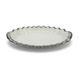 Roy King Sofia Silver Oval Sunum Tabak 38cmx24cm - Beyaz