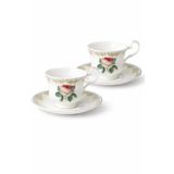 Roy Kirkham Vintage Rose 2'li Porselen Çay Fincan Seti, 230ml, Mavi-Beyaz, Gül Desenli 2 kişilik