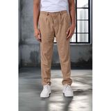 Roy Regular Fit Beli Lastikli Fitilli Kadife Kumaş Fermuarlı Jogger Erkek Pantolon - Bej