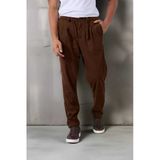 Roy Regular Fit Beli Lastikli Fitilli Kadife Kumaş Fermuarlı Jogger Erkek Pantolon - Kahve