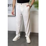 ROY501 Baggy Çift Pileli Pantolon Rahat Kalıp Lastik Bel Yeni Sezon Erkek Keten Pantolon