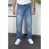 ROY501 Erkek Baggy Pantolon Bol Paça Baggy Jeans Buz Mavisi