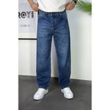 ROY501 Erkek Baggy Pantolon Bol Paça Pantolon Mavi Jean Bol Pantolon