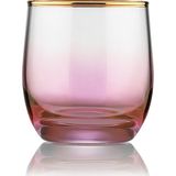 Roya Home Bolero Pembe Kesme El Dekor Yaldızlı 6 Adet Desenli Su Bardağı Takımı