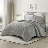 Roya Home Embossed Diamond 5 Parça Uyku Seti - Açık Gri