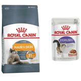 Royal Canin Hair Skin 2 kg Hassas Tüylü Kedi Maması + Royal Canin 85 gr Sterilised Pouch Yaş Mama