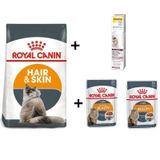 Royal Canin Hair Skin Kedi Maması 2 Kg + 2 Adet RC Yaş Mama 85gr +20 gr GimCat Malt 3182550721738-01495