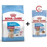 Royal Canin Medium Puppy Orta Irk Yavru Köpek Maması 15 kg + 10 Adet Royal Canin Medium Puppy Köpek Yaş Maması 140G