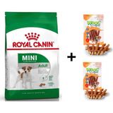 Royal Canin Mini Adult 8 kg Köpek Maması + 2x80 gr Wooc Ödül