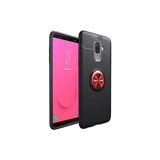 Royal Case Samsung Galaxy J8 Kılıf Yüzüğü Stant ve Araç Tutucu Olabilen Şık Esnek Premium Silikon Kapak Ryc/ravel - Siyah - Kırmızı