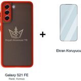 Royal Case Samsung Galaxy S21 Fe Matte Crystal Kılıf + Temperli Ekran Koruyucu Paketi Ryc/montreal+Cam - Kırmızı