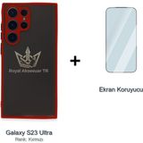 Royal Case Samsung Galaxy S23 Ultra Matte Crystal Kılıf + Temperli Ekran Koruyucu Paketi Ryc/montreal+Cam - Kırmızı