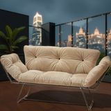 Royal Comfort Mekanizmalı Yataklı Kanepe – Katlanır Ikili Modern Çekyat, Krem Renk Şıklığı