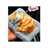 Royal Consept Peluş Yavru Kedi Oyuncak Minder Üstünde Uyuyan Kedi Sesli Miyavlayan Oyuncak byt77