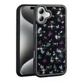 Royal Cover İphone 16 Plus Kılıf Simli Şeffaf Mini Figürlü Ve Kenarları Taşlı Silikon Kapak Rcv/Azra