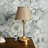 Royal Gold Metal Ayaklı Abajur Kumbeji Altın Şeritli Kumaş Başlık Yatak Odası Abajur Salon Masa Lambası Kum Beji