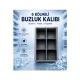 Royal Gross Büyük Boy 6Lı Silikon Küp Buz Kalıbı – Dev Buz Küpleri İçin Esnek Ve Dayanıklı Buz Yapma Kalıbı – İçecek, Kokteyl Ve Viski Buzu Füme