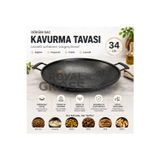 Royal Gross Döküm Sac Kavurma Tavası 34 cm Çift Kulplu Izgara ve Et Pişirme Tavası