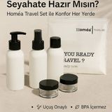 Royal Gross Plastik Seyahat Boy 100ML Beyaz Şişe ve Kavanoz 5'li Set – Çantalı Seyahat Kiti - 001 - Beyaz