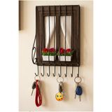 Royal Hediyelik Dekoratif Ahşap Pencere Modelli, Çiçek Saksılı, Tesbih Askısı Kahverengi 21x16cm